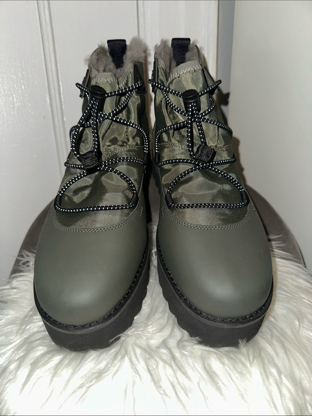 UGG Olive Green Lace-Up Platform Boots